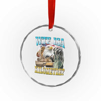 WTF is A Kilometer Crystal Glass Ornament Funny USA Patriotic Bootleg Meme