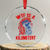 WTF is A Kilometer Crystal Glass Ornament Patriotic Eagle 4th of July USA American Flag