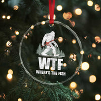 WTF Where's The Fish Crystal Glass Ornament Funny Fishing Gifts Bigfoot Sasquatch TS10