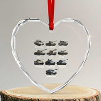 WW2 Tanks Heart Crystal Glass Ornament M4 Sherman Panzer IV Tiger II T-34 History Buff - Wonder Print Shop