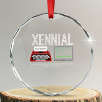 Xennial Typewriter and Computer Screen Crystal Glass Ornament Analog Childhood Digital Adulthood