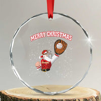 Xmas Baseball Crystal Glass Ornament Funny Santa Playing Baseball Merry Christmas TS09