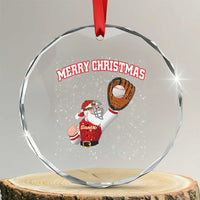 Xmas Baseball Crystal Glass Ornament Funny Santa Playing Baseball Merry Christmas TS09