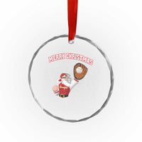 Xmas Baseball Crystal Glass Ornament Funny Santa Playing Baseball Merry Christmas TS09