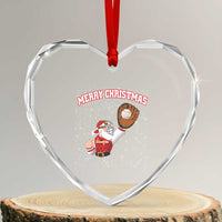 Xmas Baseball Heart Crystal Glass Ornament Funny Santa Playing Baseball Merry Christmas - Wonder Print Shop