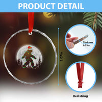 Xmas Bigfoot Crystal Glass Ornament Sasquatch with Santa Hat Xmas Tree Lights TS02