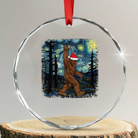 Xmas Bigfoot Starry Night Crystal Glass Ornament Sasquatch Santa Hat Sasquatch Van Gogh Sky Painting Art TS10