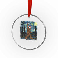 Xmas Bigfoot Starry Night Crystal Glass Ornament Sasquatch Santa Hat Sasquatch Van Gogh Sky Painting Art TS10