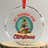 Xmas Book Lover Crystal Glass Ornament All Booked For Christmas Tree Bookaholic TS09