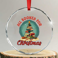 Xmas Book Lover Crystal Glass Ornament All Booked For Christmas Tree Bookaholic TS09