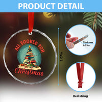 Xmas Book Lover Crystal Glass Ornament All Booked For Christmas Tree Bookaholic TS09