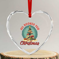 Xmas Book Lover Heart Crystal Glass Ornament All Booked For Christmas Tree Bookaholic - Wonder Print Shop