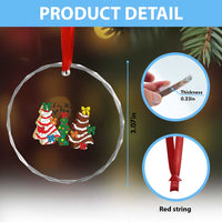 Xmas Cake Tree Bow Crystal Glass Ornament Tis The Season TS10