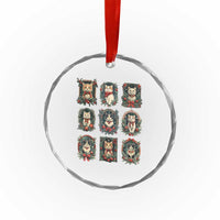 Xmas Cat Crystal Glass Ornament Vintage Kitten Victorian Holly Wreath TS09