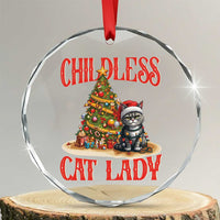 Xmas Childless Cat Lady Crystal Glass Ornament Funny Cat Christmas Light Tree TS09