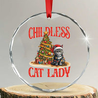 Xmas Childless Cat Lady Crystal Glass Ornament Funny Cat Christmas Light Tree TS09