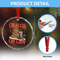 Xmas Childless Cat Lady Crystal Glass Ornament Funny Cat Christmas Light Tree TS09