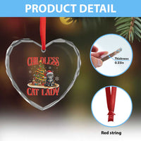 Xmas Childless Cat Lady Heart Crystal Glass Ornament Funny Cat Christmas Light Tree - Wonder Print Shop