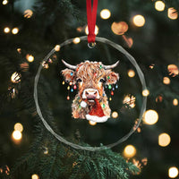 Xmas Cow Crystal Glass Ornament Highland Cow Lights Santa Hats Farm Xmas TS10