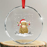 Xmas Cow Crystal Glass Ornament Scottish Highland Cow Moo-rry Christmas TS10