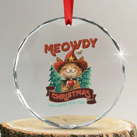 Xmas Cowboy Cat Crystal Glass Ornament Meowdy Christmas And Happy Mew Year TS09