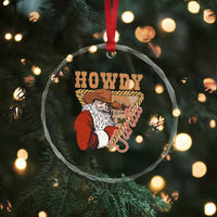 Xmas Cowboy Santa Crystal Glass Ornament Howdy Santa Vintage Western TS09