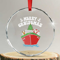Xmas Cruising Crystal Glass Ornament Family Christmas Holiday Santa Reindeer Cruise Ship TS09