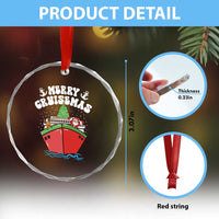 Xmas Cruising Crystal Glass Ornament Family Christmas Holiday Santa Reindeer Cruise Ship TS09