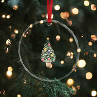 Xmas Crystal Glass Ornament Merry And Bright Retro Xmas Tree TS11