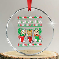 Xmas Cute Cat In Sock Merry Catmas Crystal Glass Ornament TS09