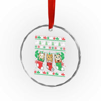 Xmas Cute Cat In Sock Merry Catmas Crystal Glass Ornament TS09