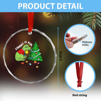 Xmas Cute Dinosaur Crystal Glass Ornament Struggle Is Real TS09