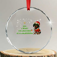 Xmas Dachshund Crystal Glass Ornament All I Want For Christmas Is A Dachshund TS12