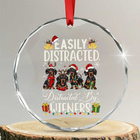 Xmas Dachshund Crystal Glass Ornament Funny Easily Distracted By Wieners TS12