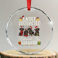 Xmas Dachshund Crystal Glass Ornament Funny Easily Distracted By Wieners TS12