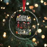 Xmas Dachshund Crystal Glass Ornament Funny Easily Distracted By Wieners TS12