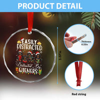 Xmas Dachshund Crystal Glass Ornament Funny Easily Distracted By Wieners TS12