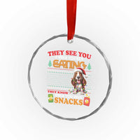 Xmas Dog Lover Crystal Glass Ornament Basset Hound See You're Eating TS09