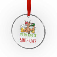 Xmas Drinking Crystal Glass Ornament Reindeer Beer Drunk I'm The Kind Of Naughty Santa Likes TS09