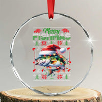 Xmas Fishing Crystal Glass Ornament Merry Fishmas Fisherman Santa Hat Fish TS09