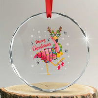 Xmas Flamingo Crystal Glass Ornament Tropical Xmas Family Beach Vacation TS10