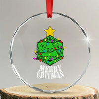 Xmas Gamer Crystal Glass Ornament Merry Critmas D20 RPG Gaming Xmas Tree TS02