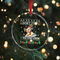 Xmas Golden Retriever Crystal Glass Ornament Don't Stop Retrievin Cute Reindeer Dog TS09