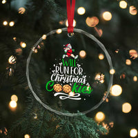Xmas Gymer Crystal Glass Ornament Will Run For Christmas Cookies Santa Running Race TS09