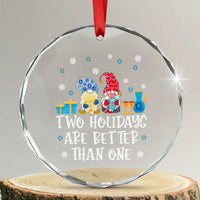 Xmas Hanukkah Crystal Glass Ornament Two Holidays Are Better Than One Jewish Gnome TS09
