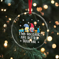 Xmas Hanukkah Crystal Glass Ornament Two Holidays Are Better Than One Jewish Gnome TS09