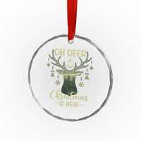 Xmas Hunting Crystal Glass Ornament Oh Deer Christmas Is Here Hunter TS09