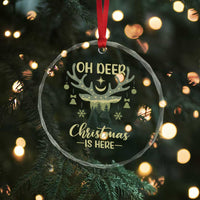 Xmas Hunting Crystal Glass Ornament Oh Deer Christmas Is Here Hunter TS09