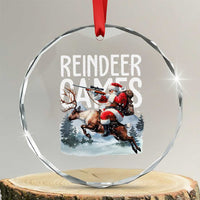Xmas Hunting Crystal Glass Ornament Reindeer Game Santa Hunter Deer Season TS09