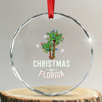 Xmas In Florida Crystal Glass Ornament Deck The Palm Trees Matching Family Vacation TS02